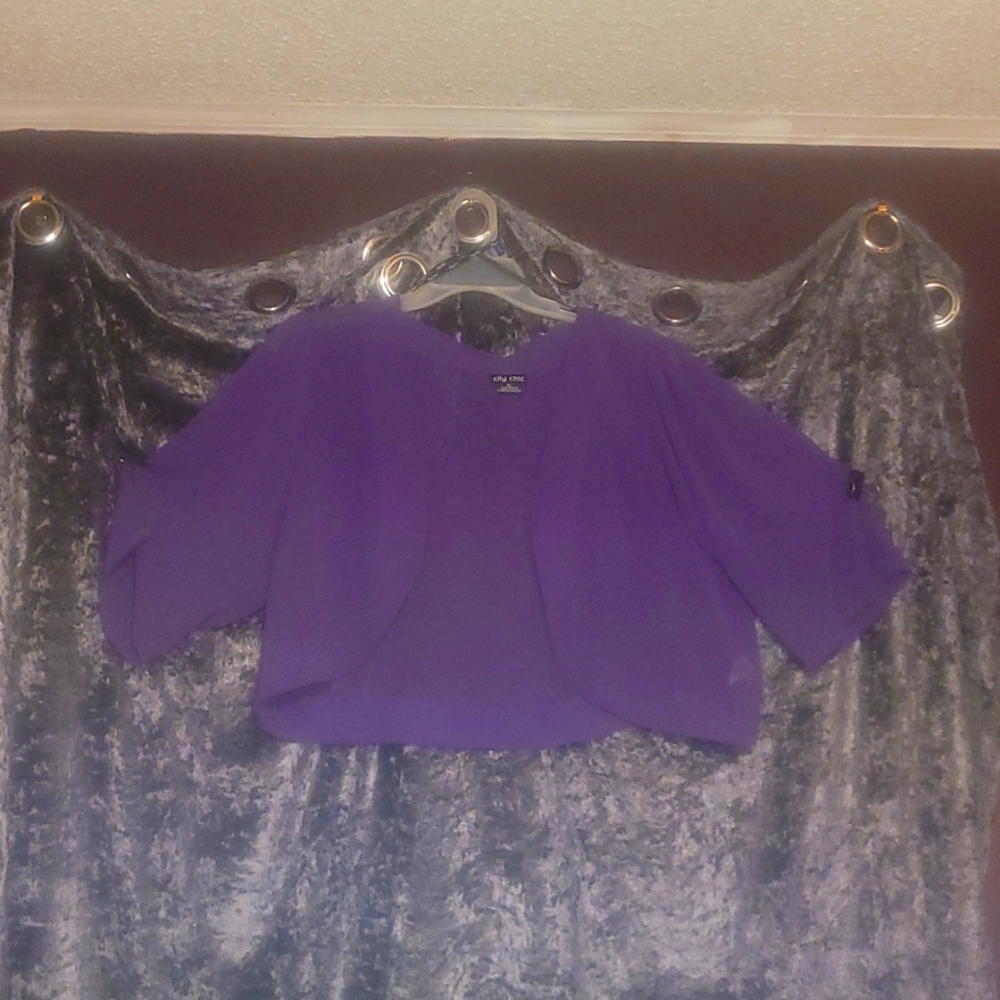 City Chic XL 18/20 Sheer Purple Crop Shrug